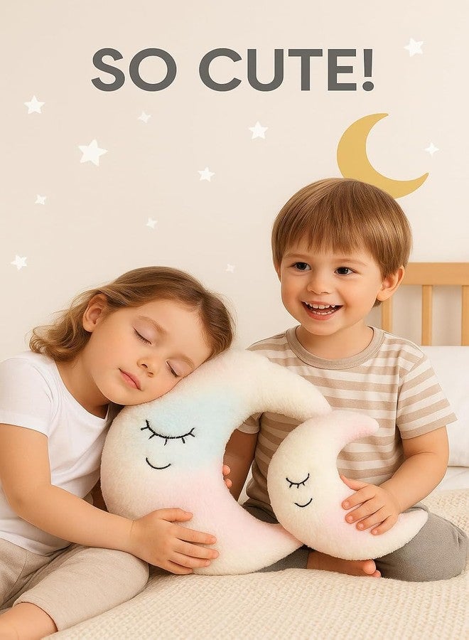 HAPPY BRO Multicolor Moon Shaped Pillow Soft Plush Cushion for Kids, Baby Nursery, Bedroom & Gift - Image 3